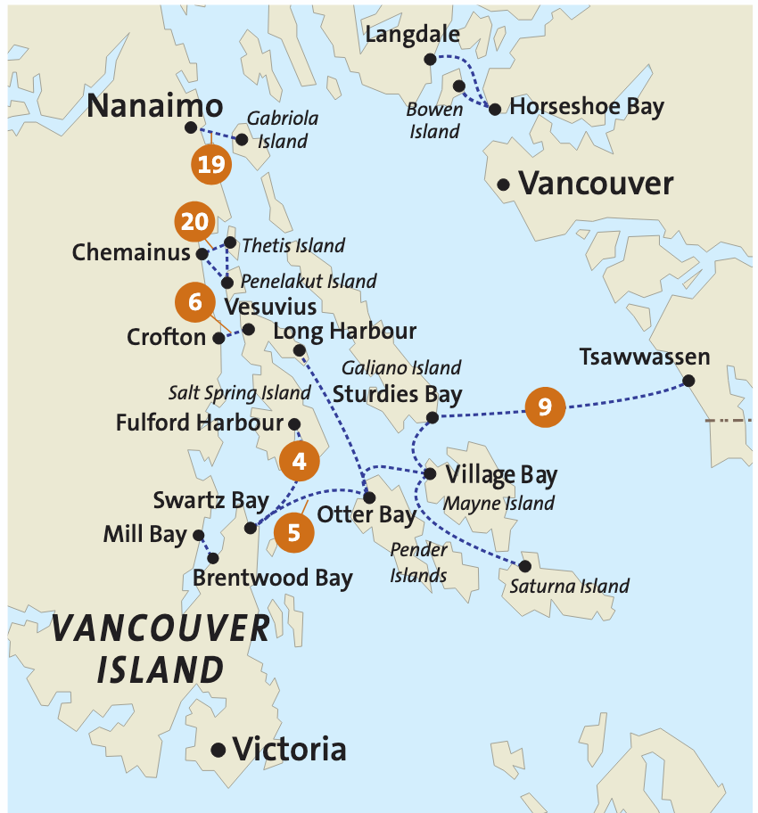 map of BC Ferries routes