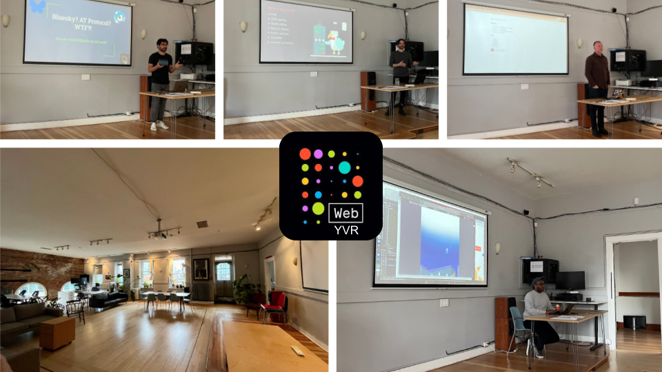 collage of multiple photos of various people presenting in front of a projector canvas